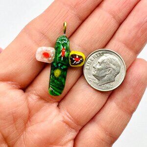Vintage Multi Colored Millefiori Glass Cross Pendant
